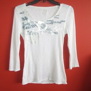 Vintage Calvin Klein Jeans White 3/4 Sleeve Top | Size Small | 100% Cotton |